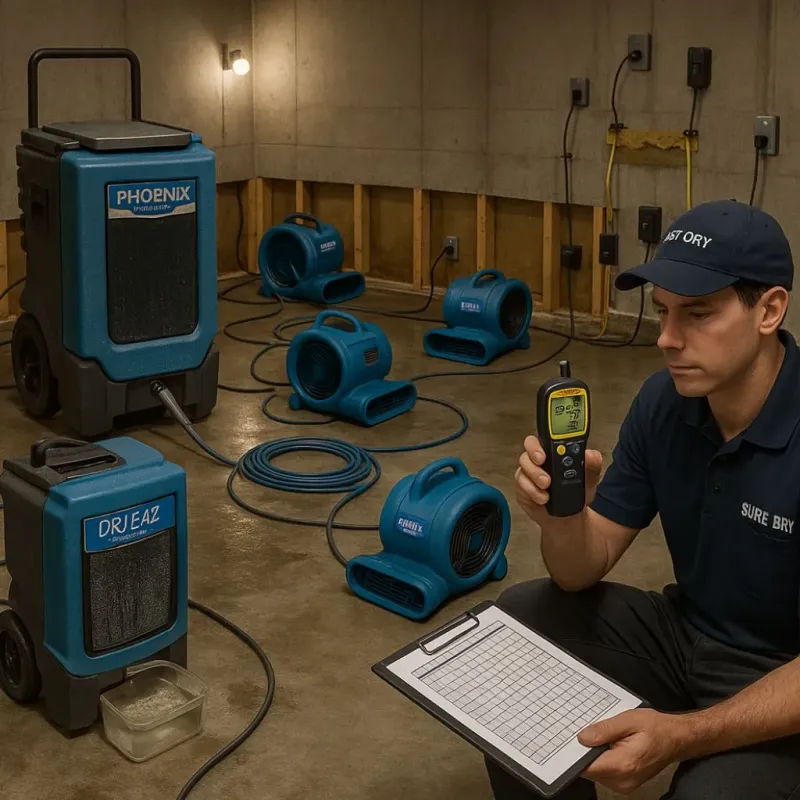 Structural Drying and Dehumidification process in Walnut Park, CA